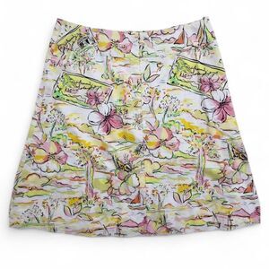 Express Hawaiian themed, multicoloured floral print, 100% Cotton midi skirt. 10.